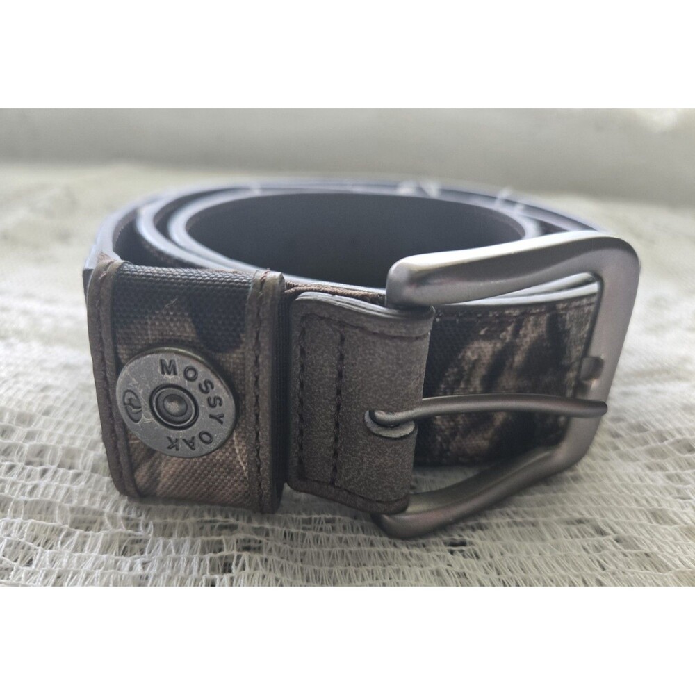 Mossy Oak Camouflage Leather Belt - Green Brown Camo Size L38/40